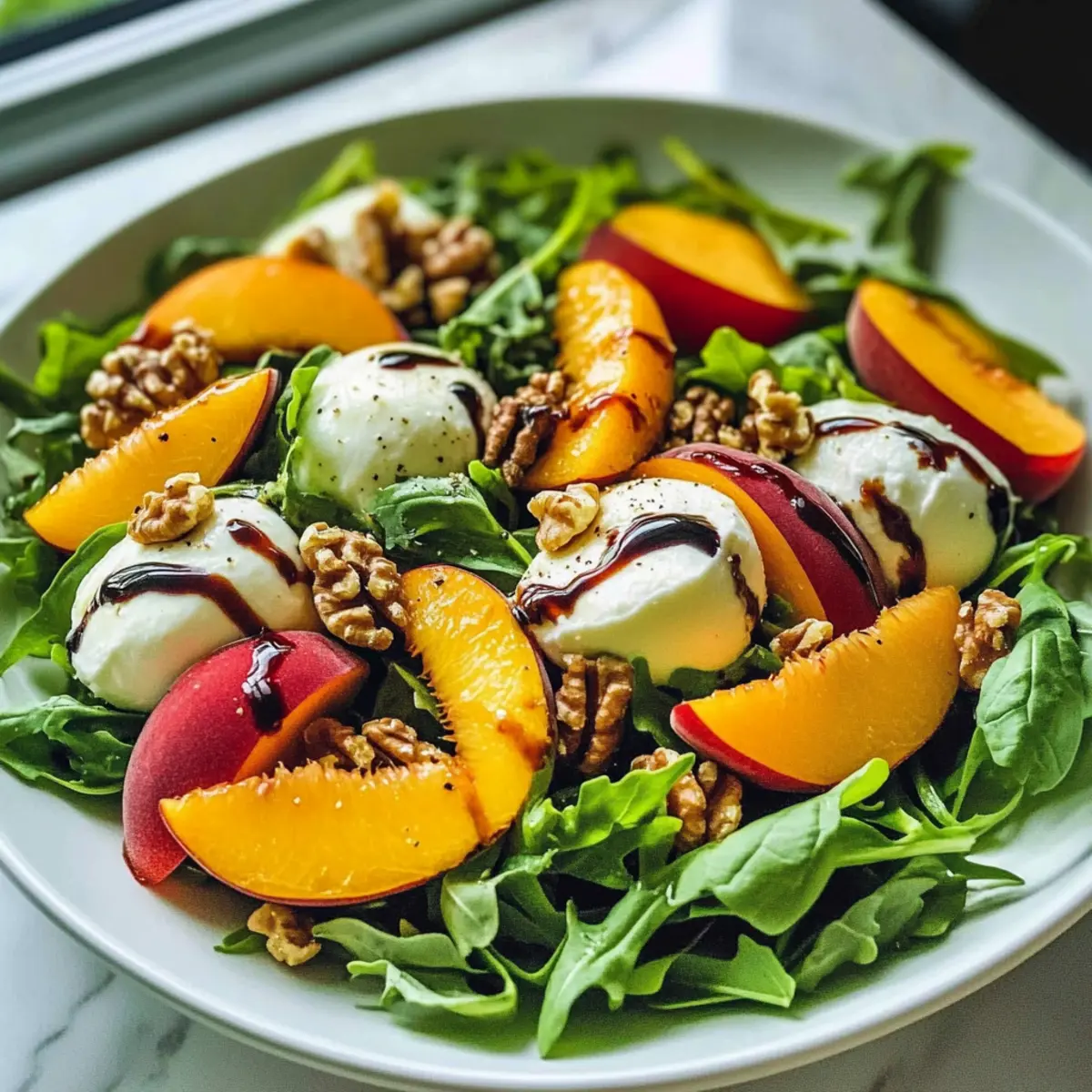 Delicious Summer Peach Salad with Creamy Mozzarella Delight