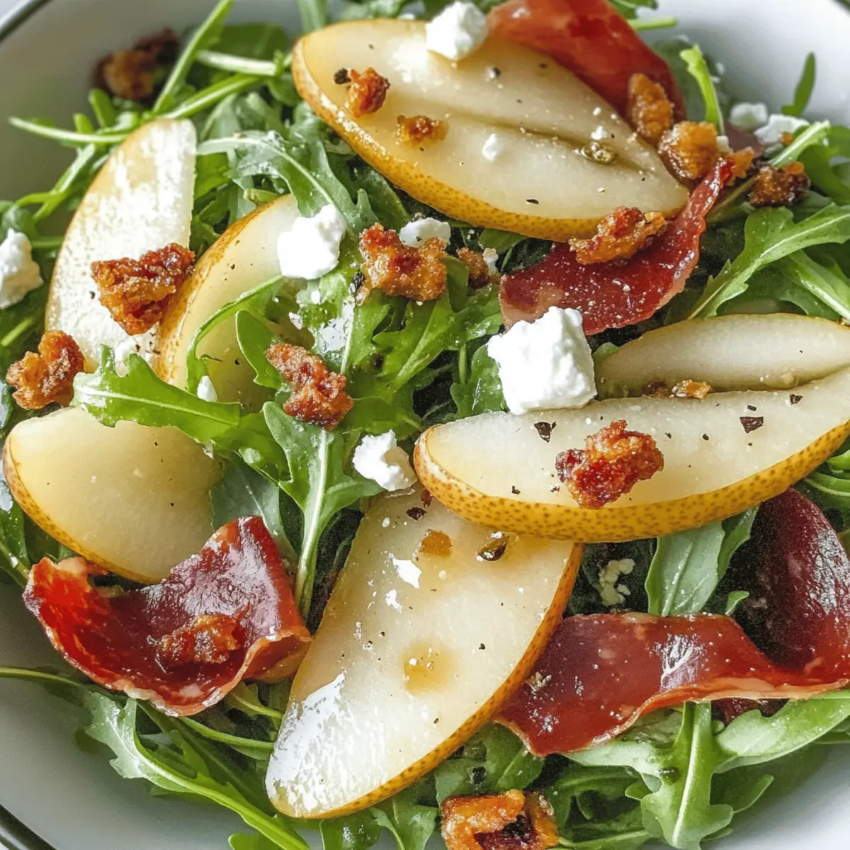 Delicious Pear Arugula Salad with Crispy Prosciutto Twist