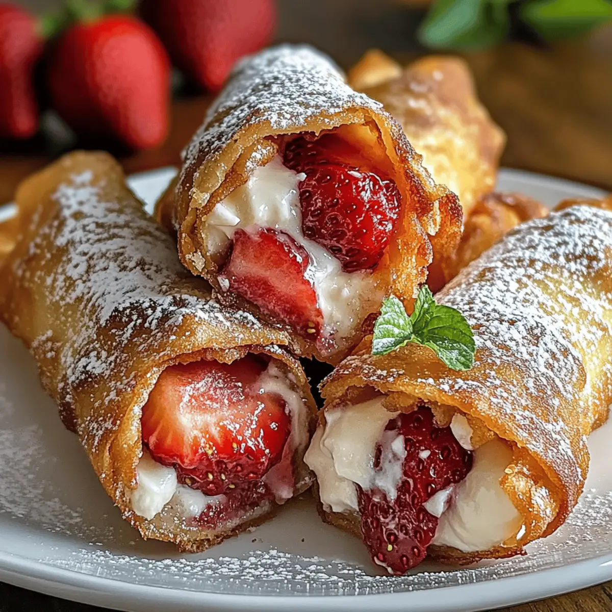 Strawberry Cheesecake Stuffed Eggrolls for Sweet Moments