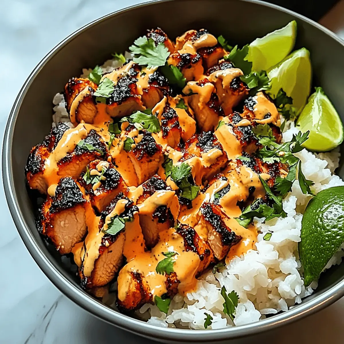 Delicious Chicken Bowl with Coconut Lime Drizzle to Savor