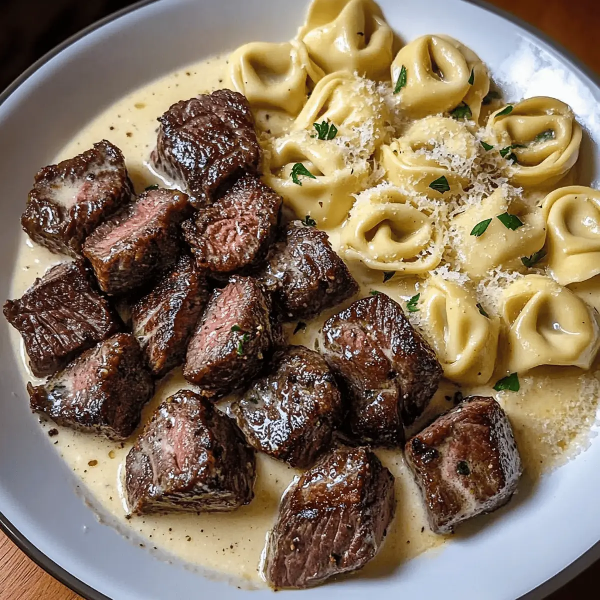 Butter Steak Bites and Velvety Alfredo Tortellini Delight