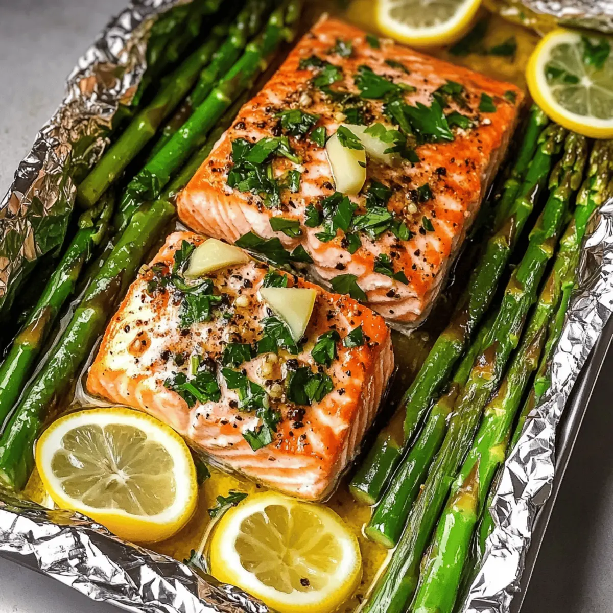 Baked Salmon in Foil with Asparagus for a Flavorful Feast