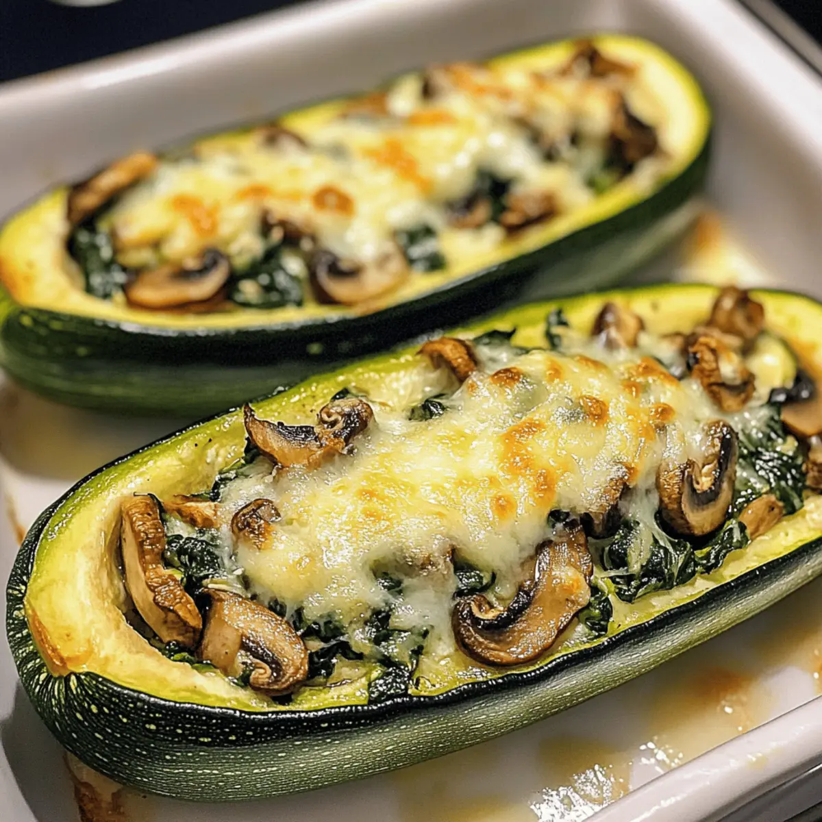 Deliciously Creamy Ricotta-Stuffed Zucchini with Spinach and Mushrooms