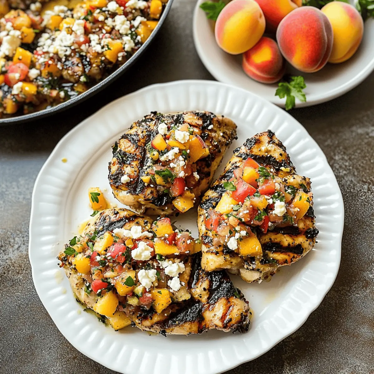 Savory Tahini Chicken with Refreshing Peach Feta Salsa