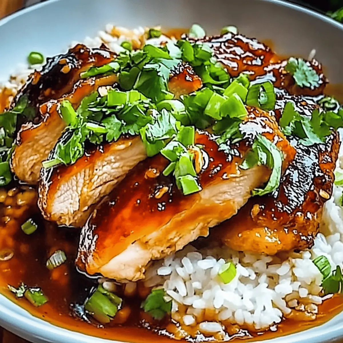 Caramelised Soy Chicken in Garlic Ginger Broth with Rice Bliss