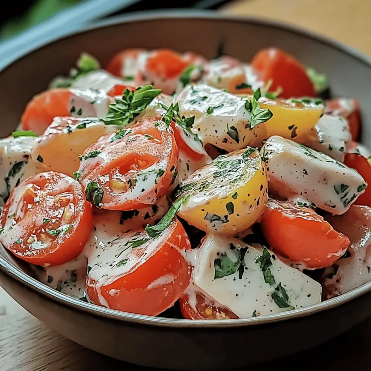 Creamy Tomato Garlic Salad: A Refreshing Mediterranean Twist