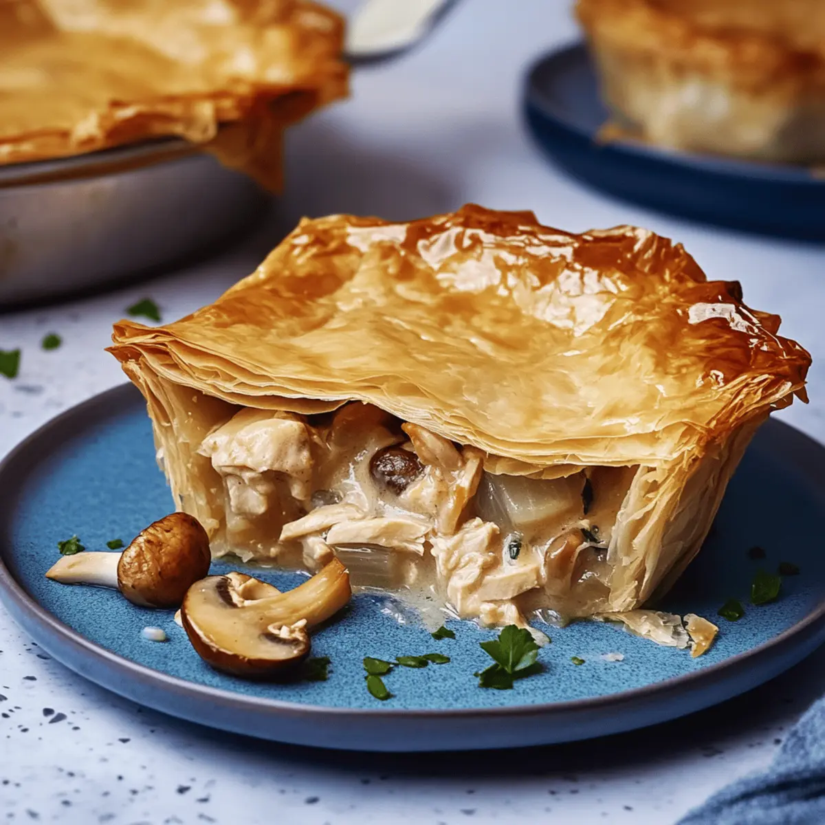 Light and Creamy Chicken and Mushroom Pie Delight