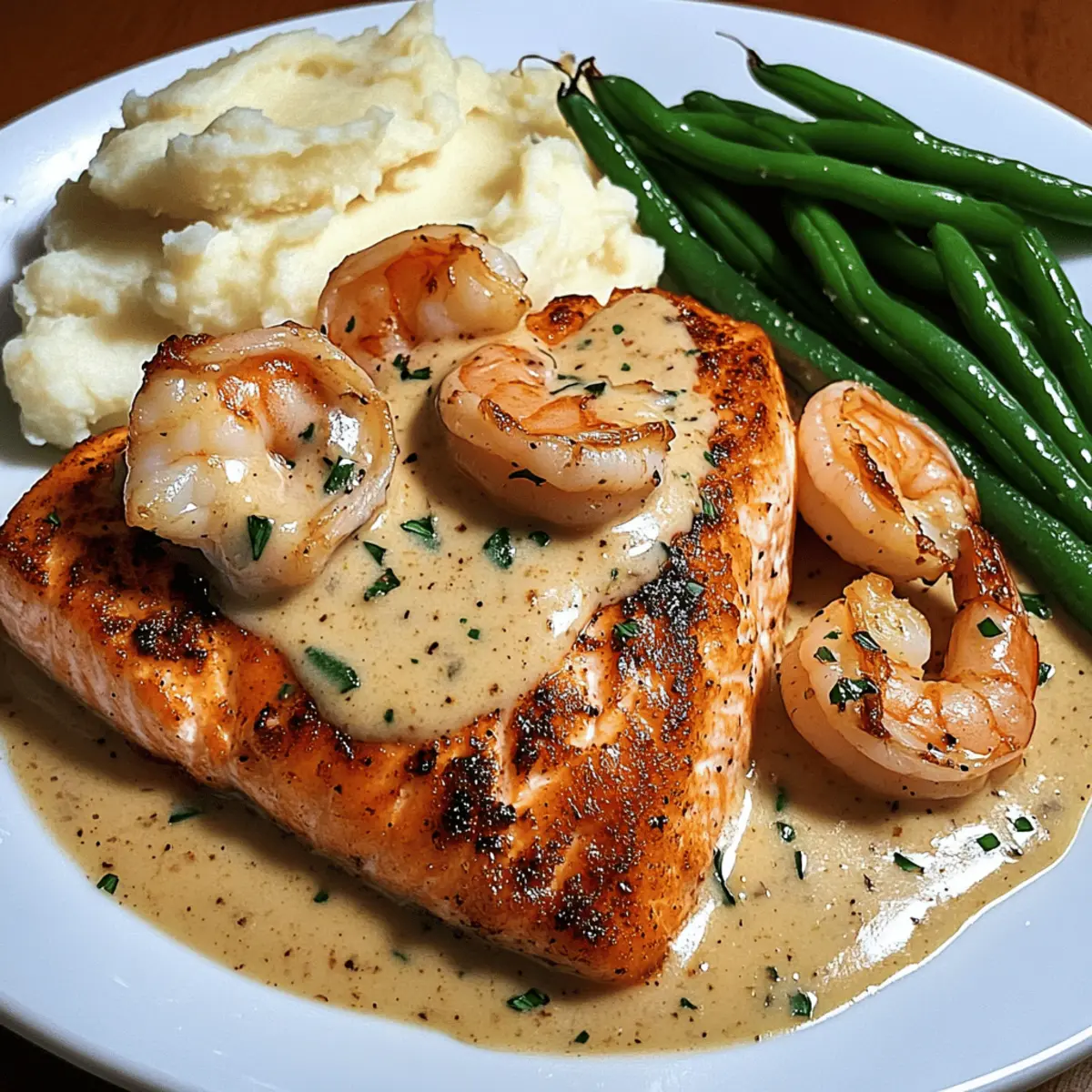 Cajun Shrimp and Salmon with Garlic Cream Sauce Bliss