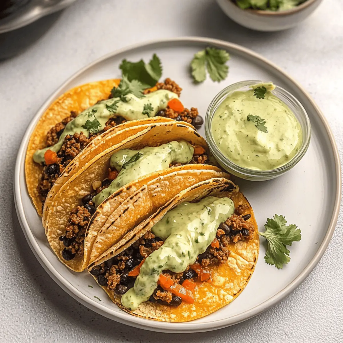 Crispy Baked Ground Turkey Tacos with Avocado Sauce Bliss