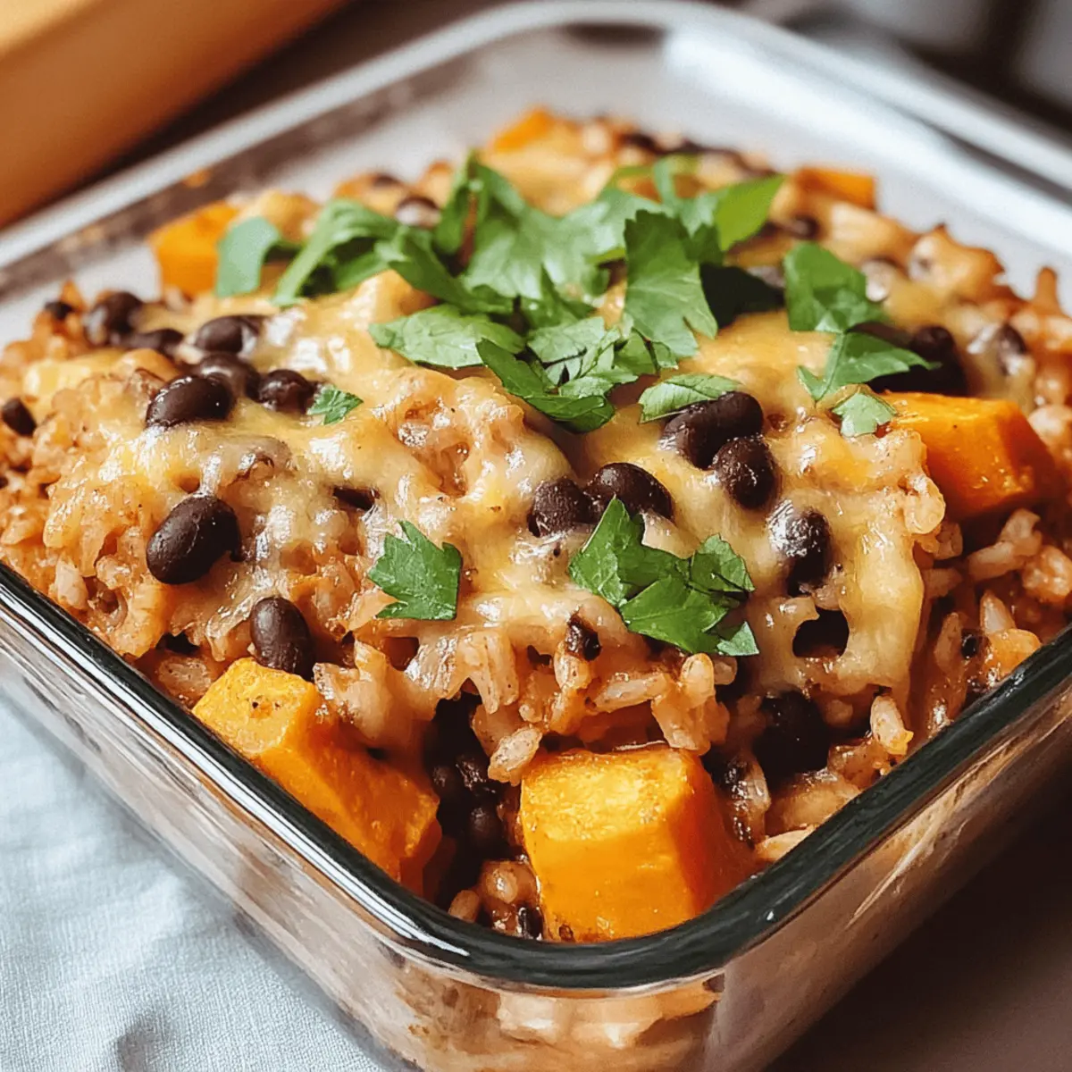Cozy Rice and Bean Casserole with Sweet Potatoes Delight