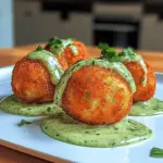Salmon Balls with Creamy Avocado Sauce