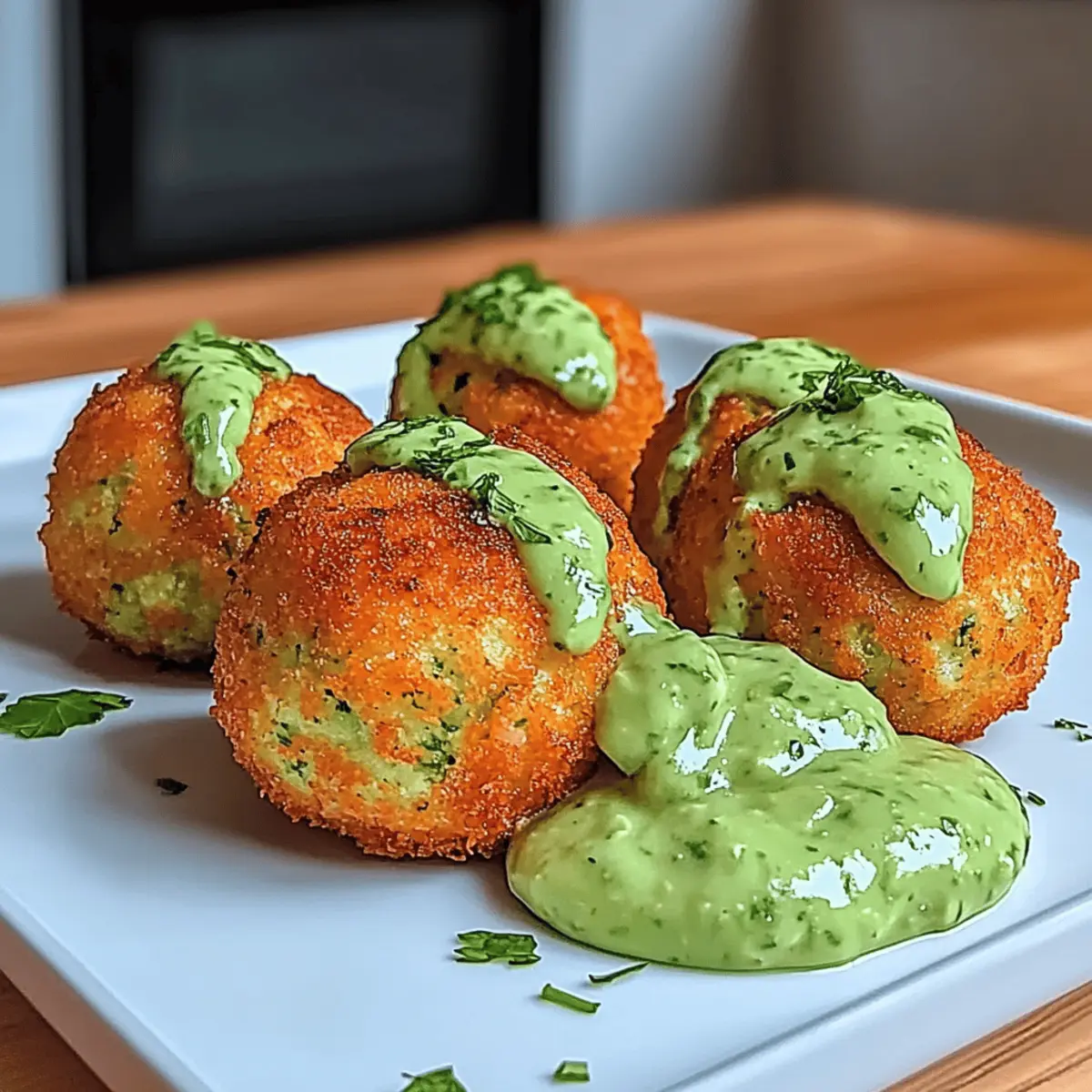 Savory Salmon Balls with Creamy Avocado Sauce Delight