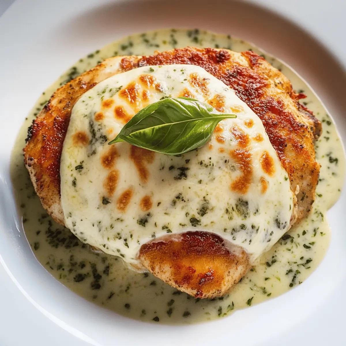Mozzarella Chicken in Basil Cream Sauce