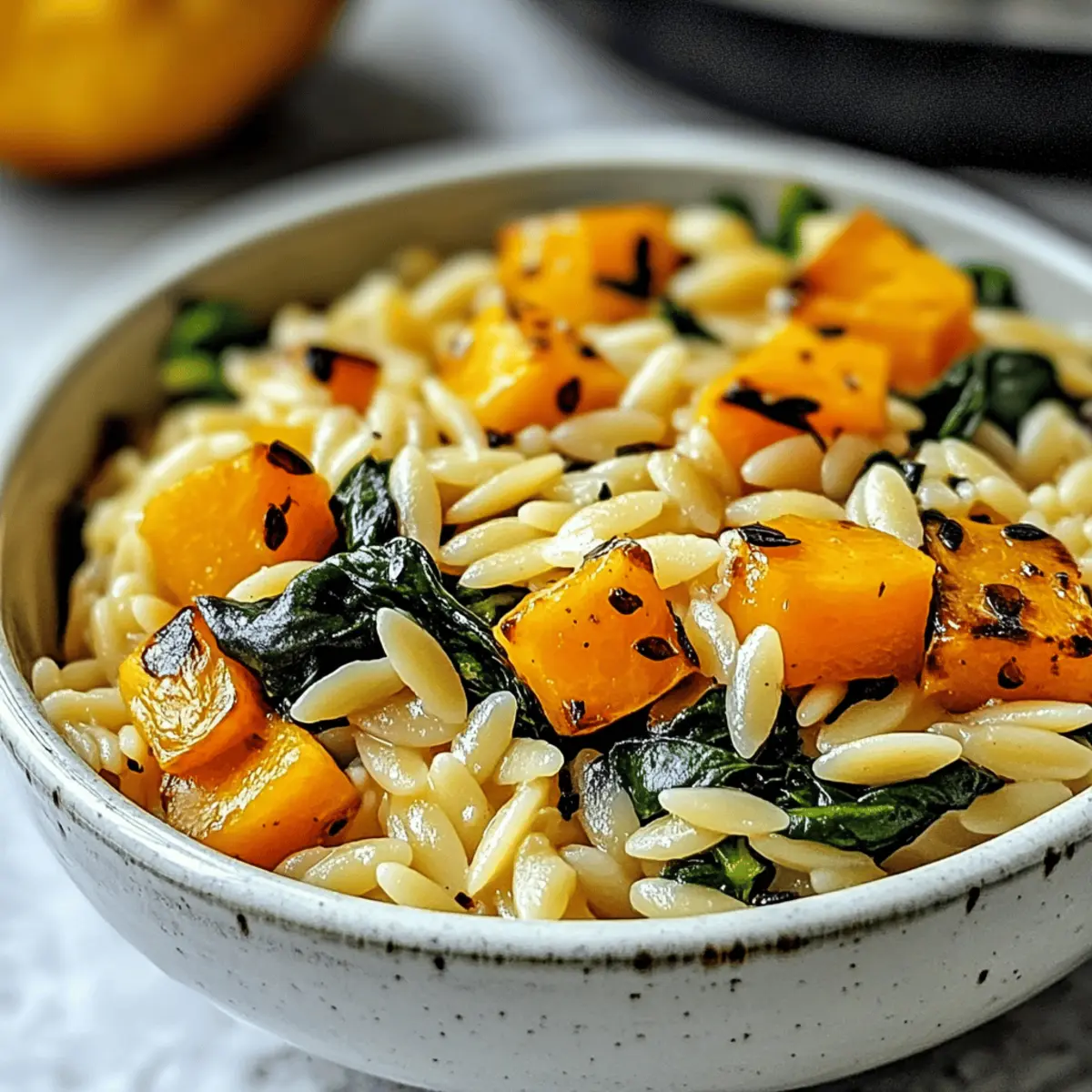 Creamy Orzo with Roasted Butternut Squash and Spinach Bliss