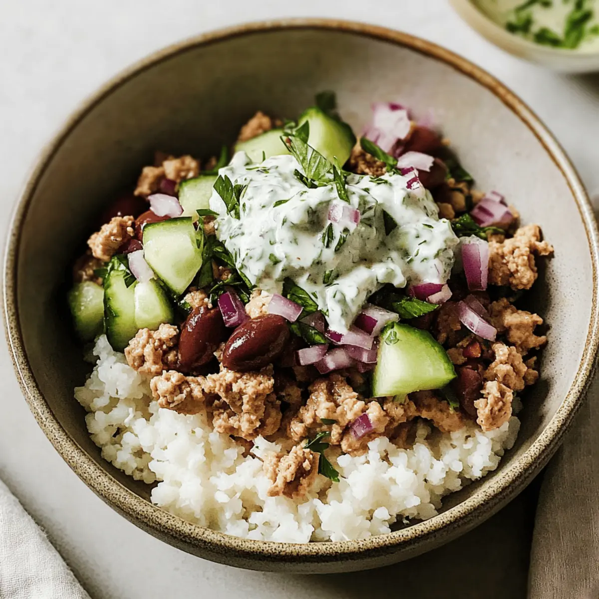 Greek Ground Chicken Bowls