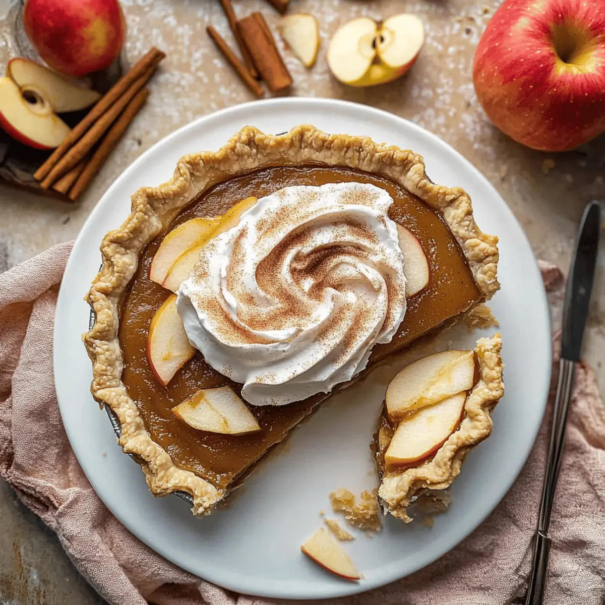 Creamy Apple Butter Pie with Cinnamon Whipped Cream Delight