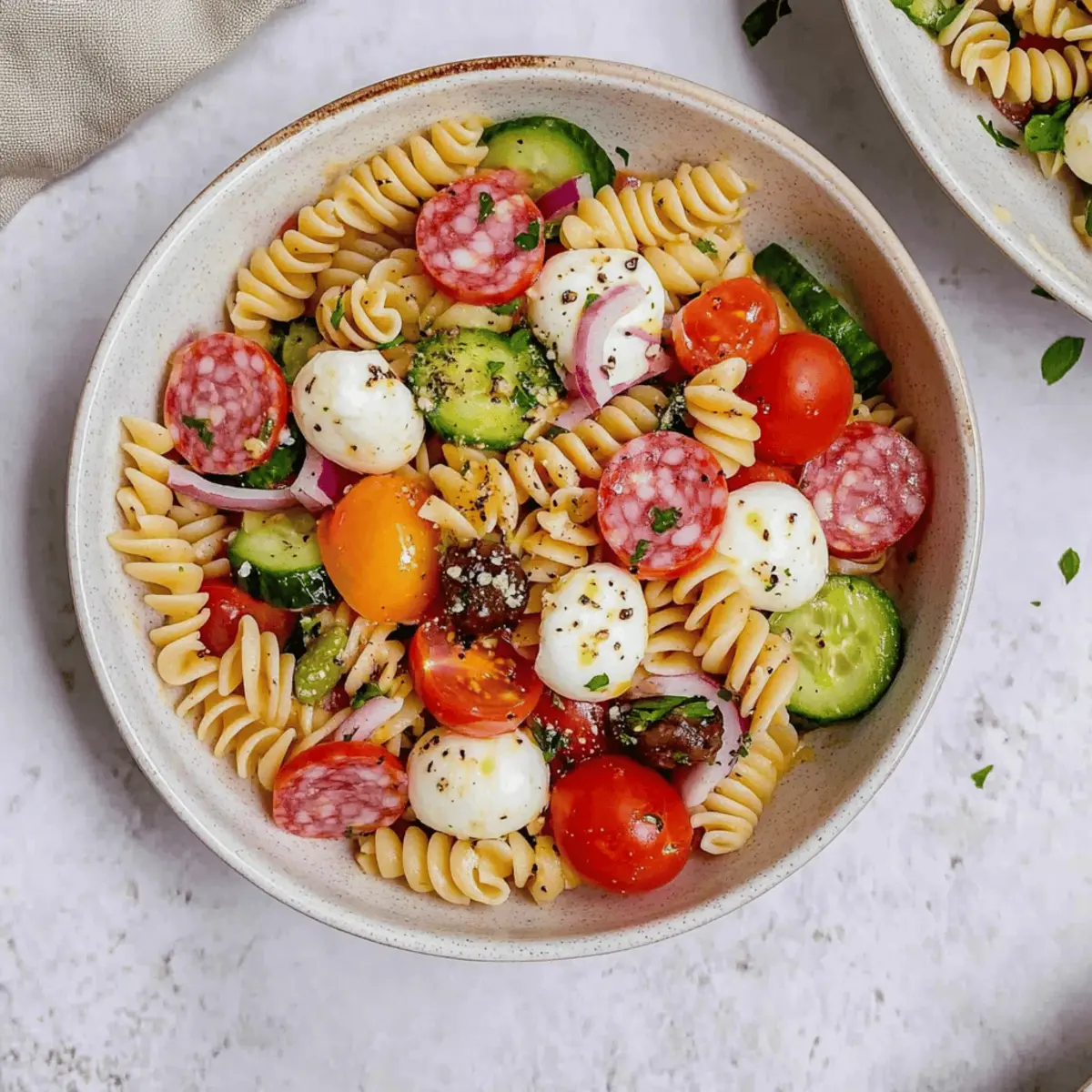 Fresh and Flavorful Pasta Salad with Salami and Veggies