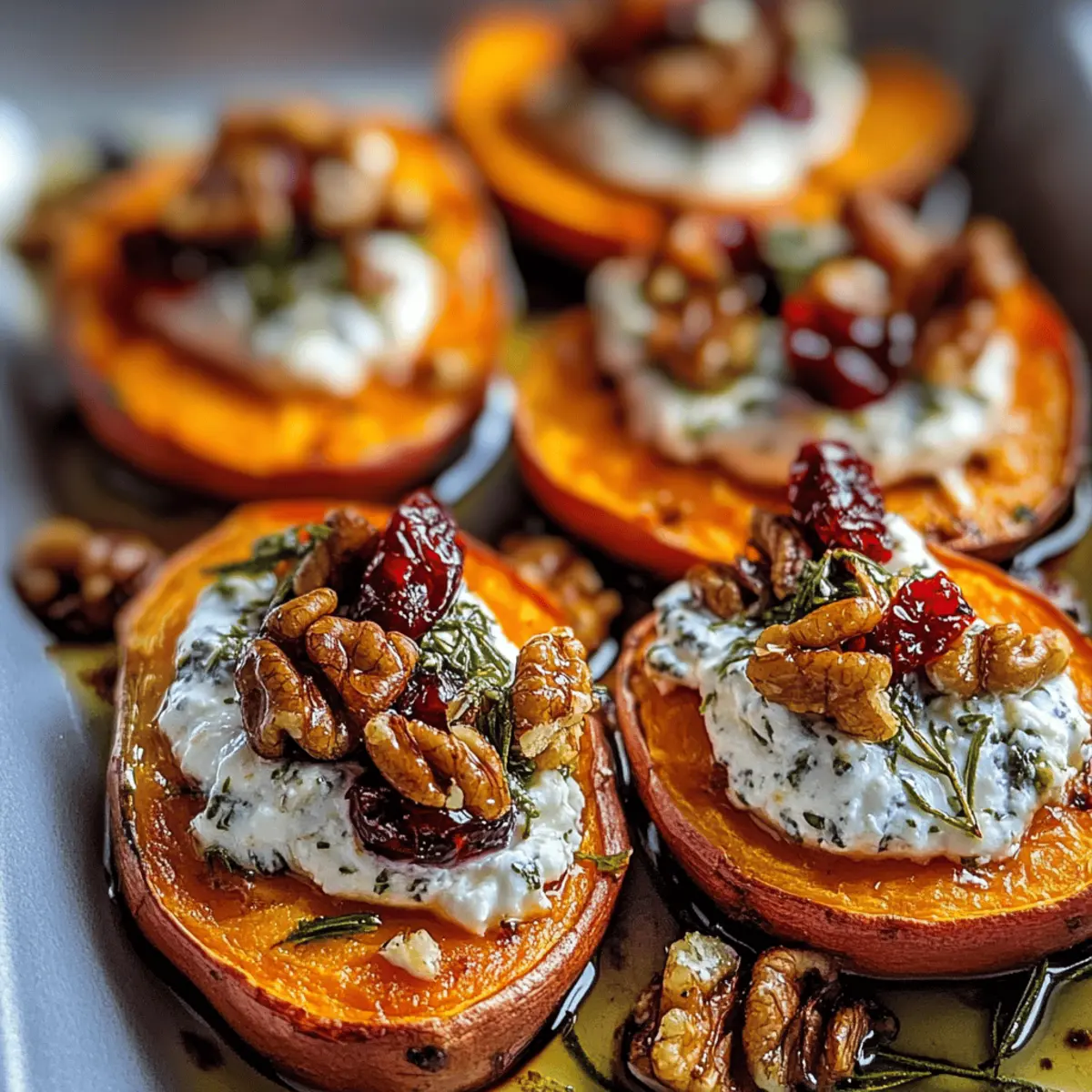 Delicious Roasted Sweet Potato Rounds with Herbed Ricotta
