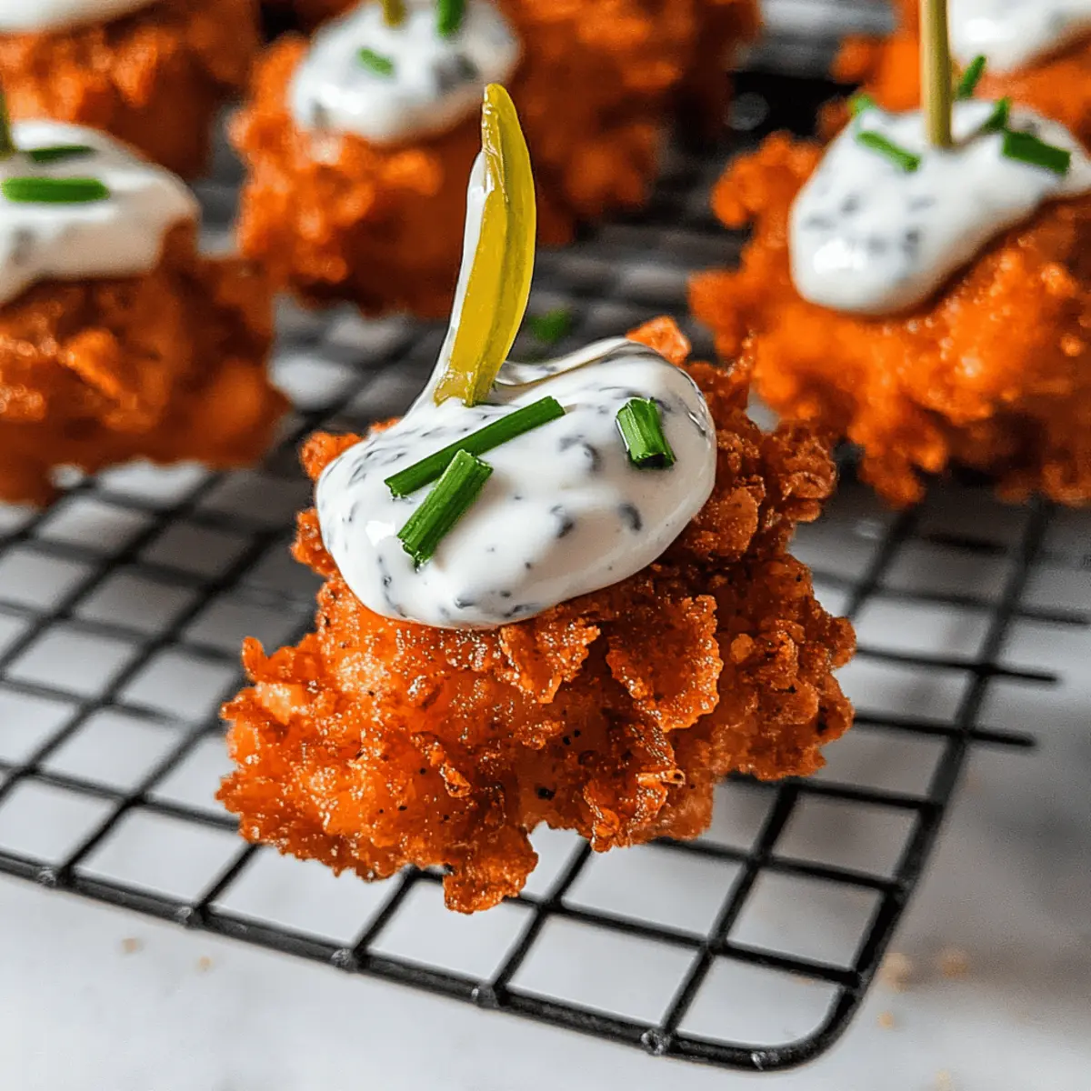 Crispy Pickle-Brined Chicken Bites with Creamy Blue Cheese Sauce