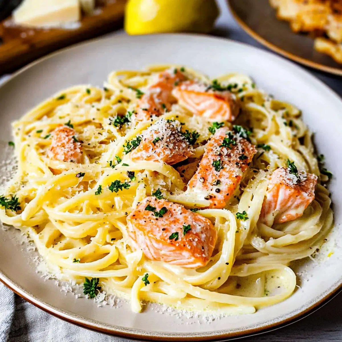 Salmon Pasta with Lemon Cream Sauce for a Quick Dinner Delight