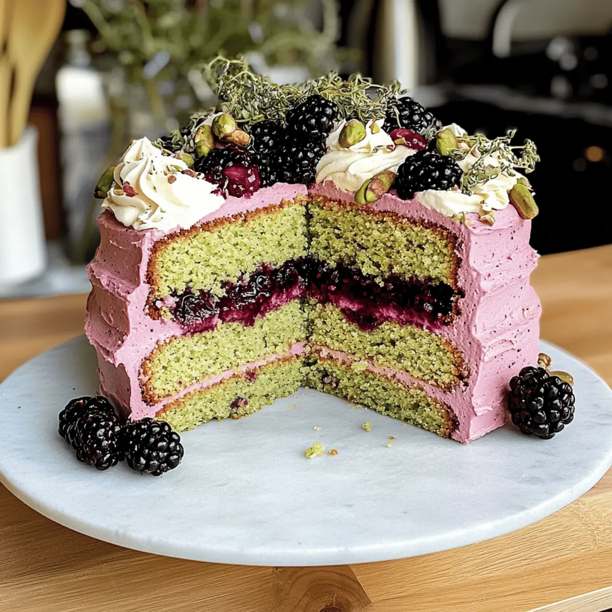 Pistachio and Blackberry Olive Oil Cake That's Pure Indulgence