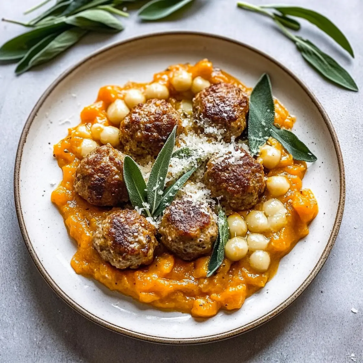Savory Turkey Meatballs in Pumpkin Sage Sauce Delight