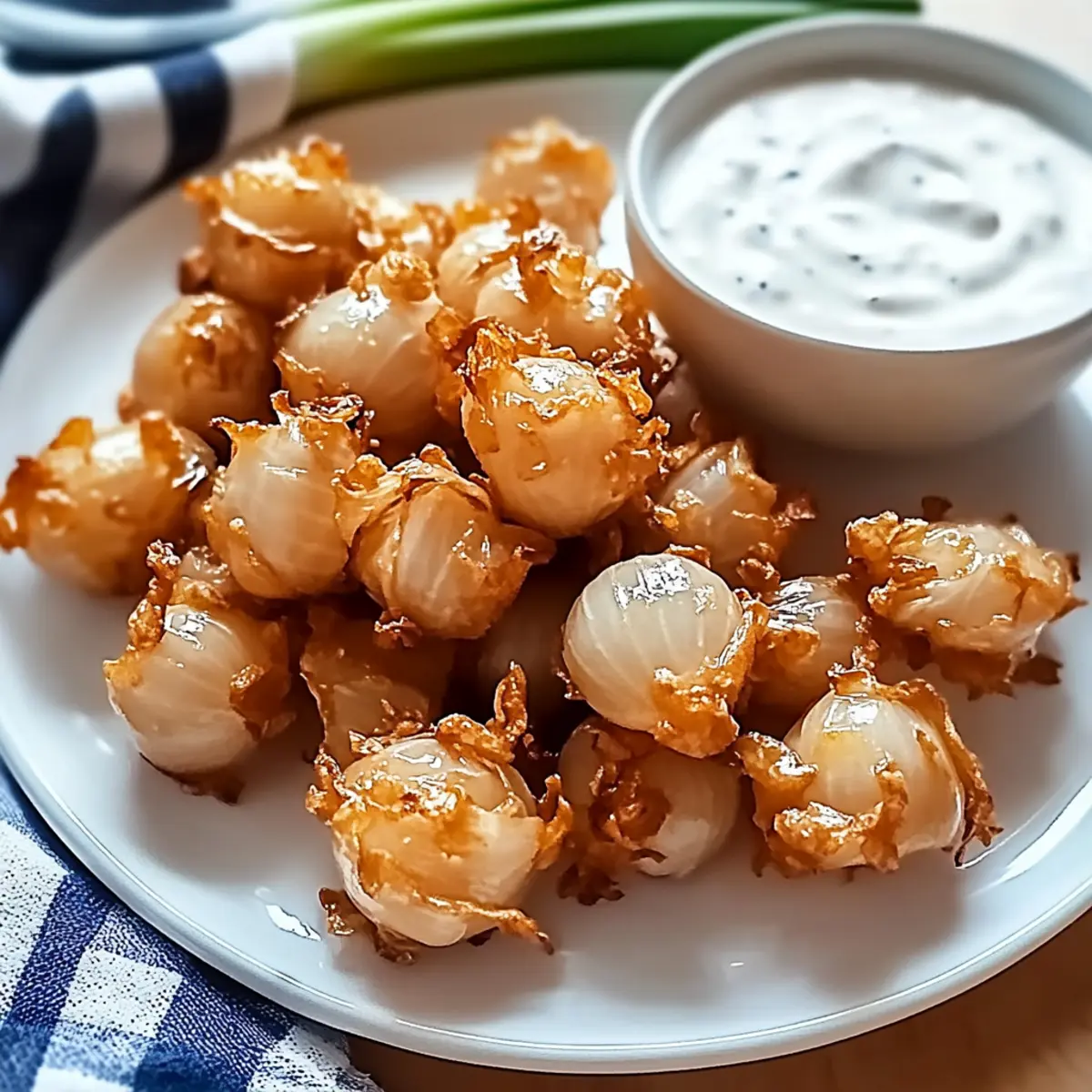 Crispy Bite-Sized Blooming Onions with Creamy Ranch Dip