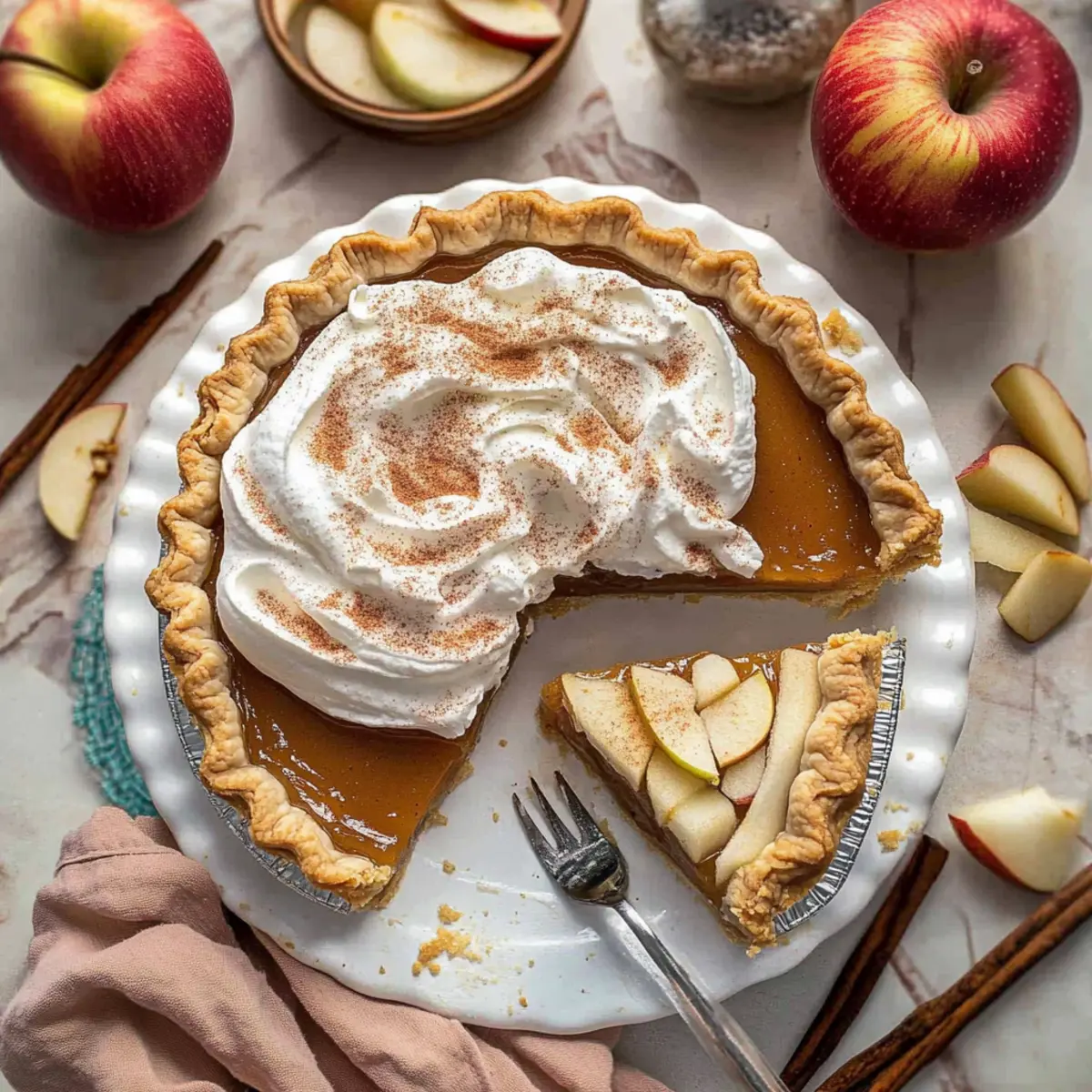 Heavenly Apple Butter Pie with Cinnamon Whipped Cream Delight