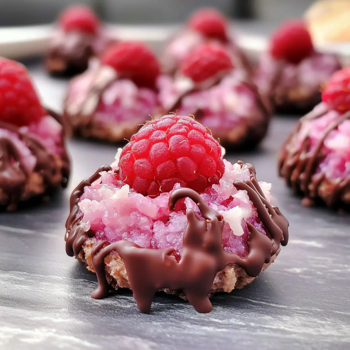 Decadent Chocolate Covered Raspberry Coconut Macaroons Delight