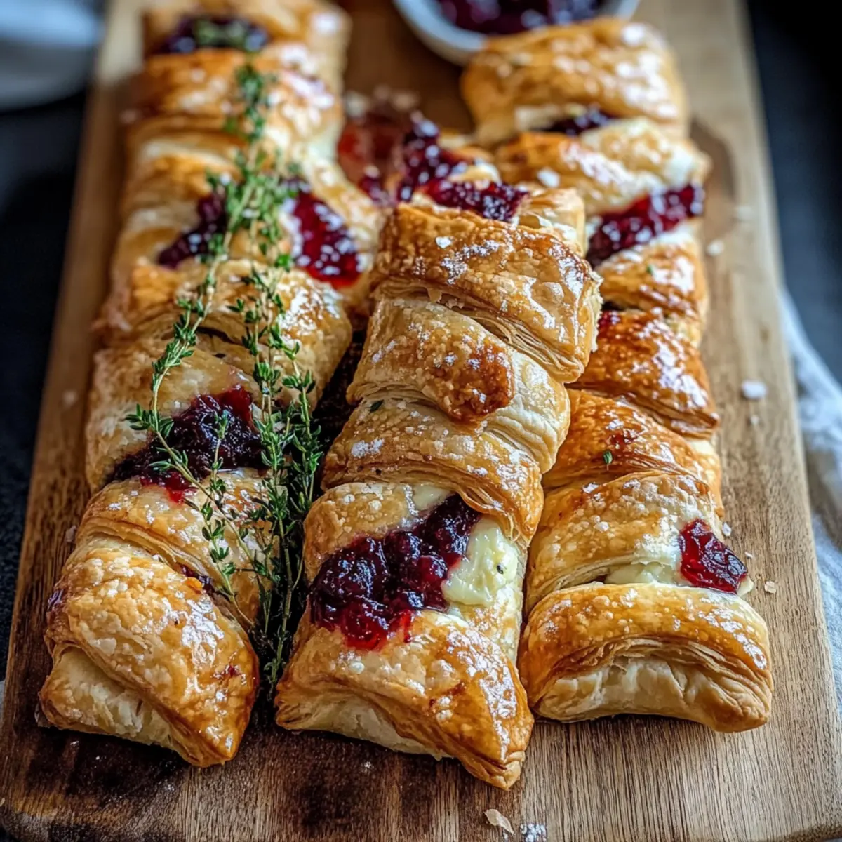 Cranberry Brie and Thyme Puff Pastry Twists for Festive Fun