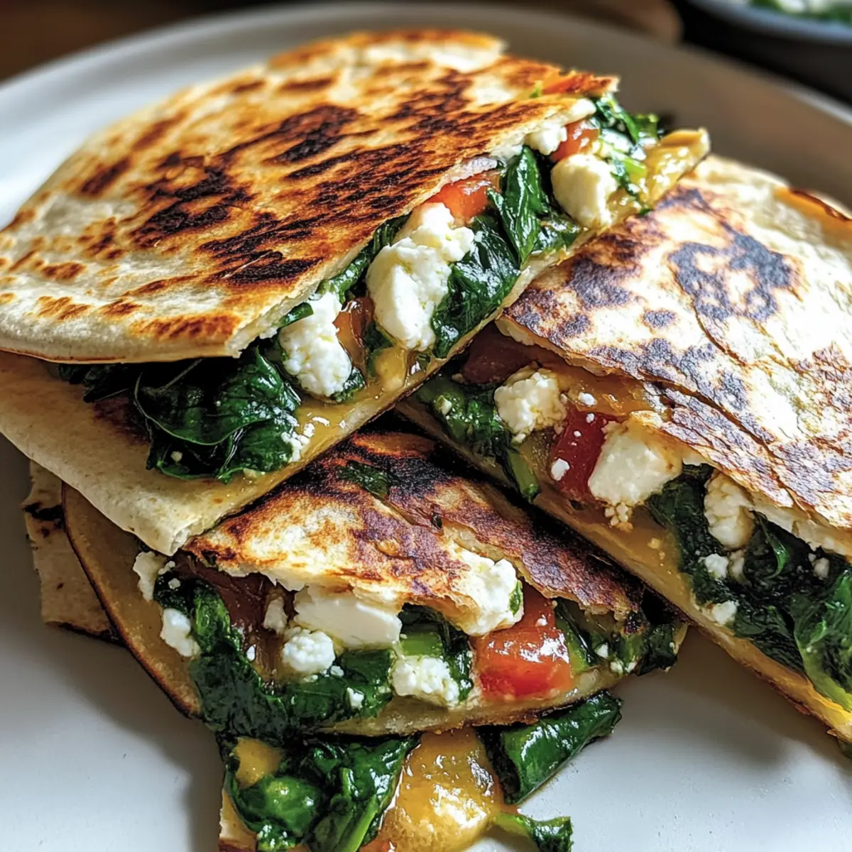 Mediterranean Quesadillas with Spinach, Feta, and Mozzarella Delight