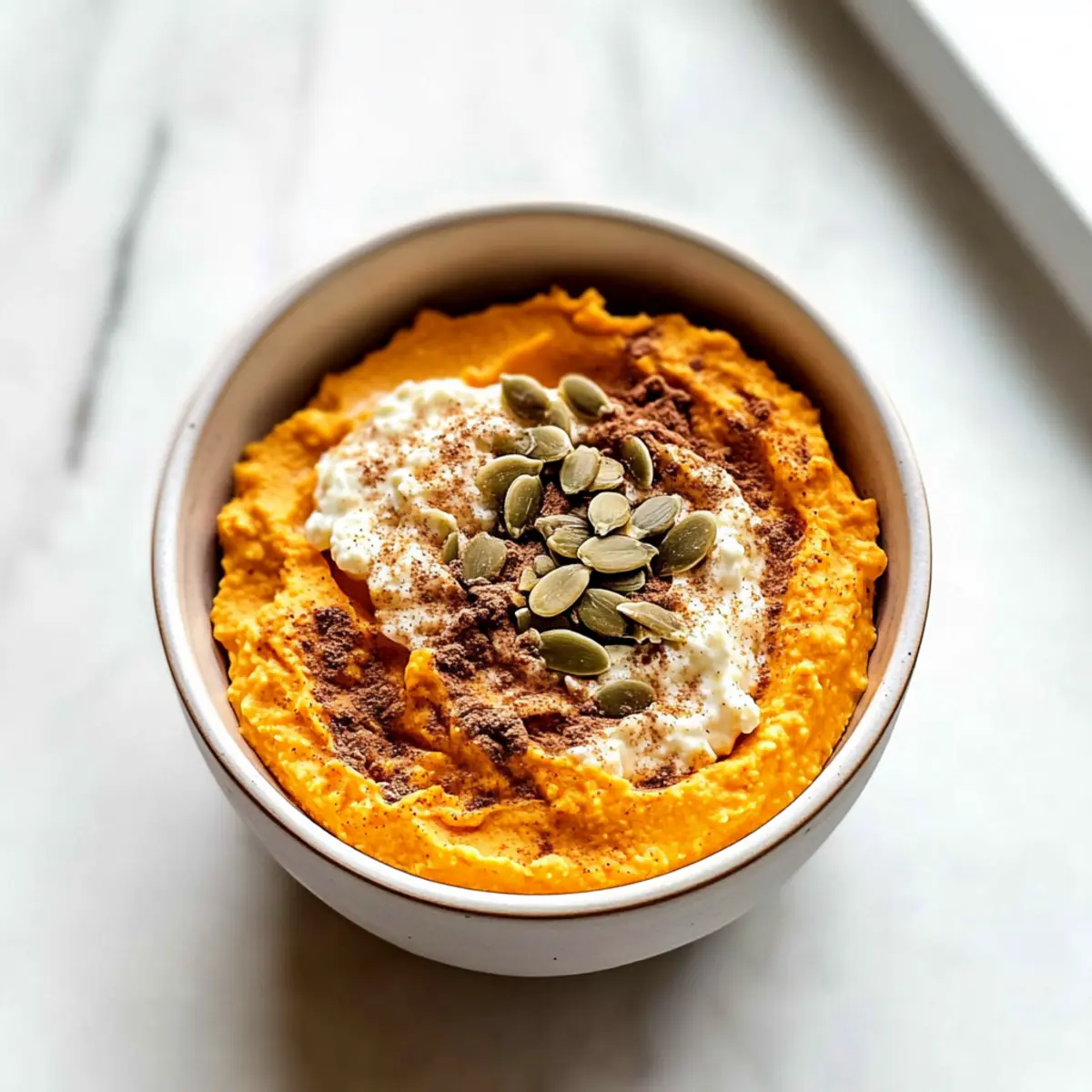 Pumpkin Whipped Cottage Cheese Breakfast Bowl for a Cozy Morning