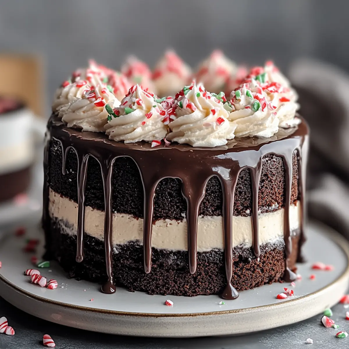 Peppermint Mocha Cake with Ganache Drip: Holiday Bliss Awaits