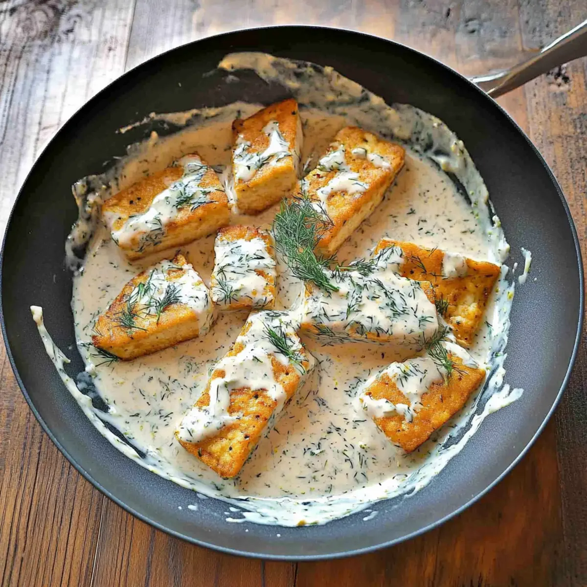 Vegan Crispy Tofu with Lemon Dill Cream Sauce That Wows