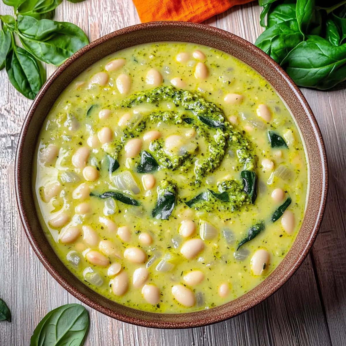 Creamy White Bean Pesto Soup to Warm Your Soul