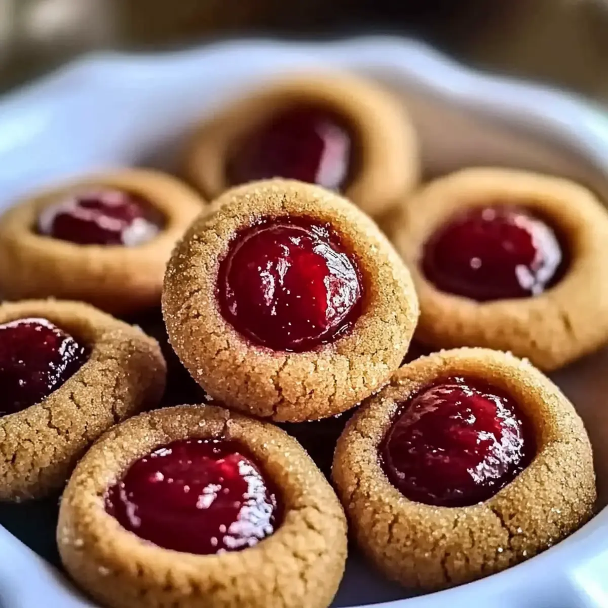 Gingerbread Thumbprint Cookies with Cranberry Jam Bliss