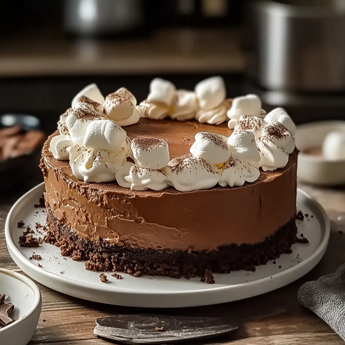 Hot Cocoa Cheesecake with Marshmallow Whipped Cream Bliss