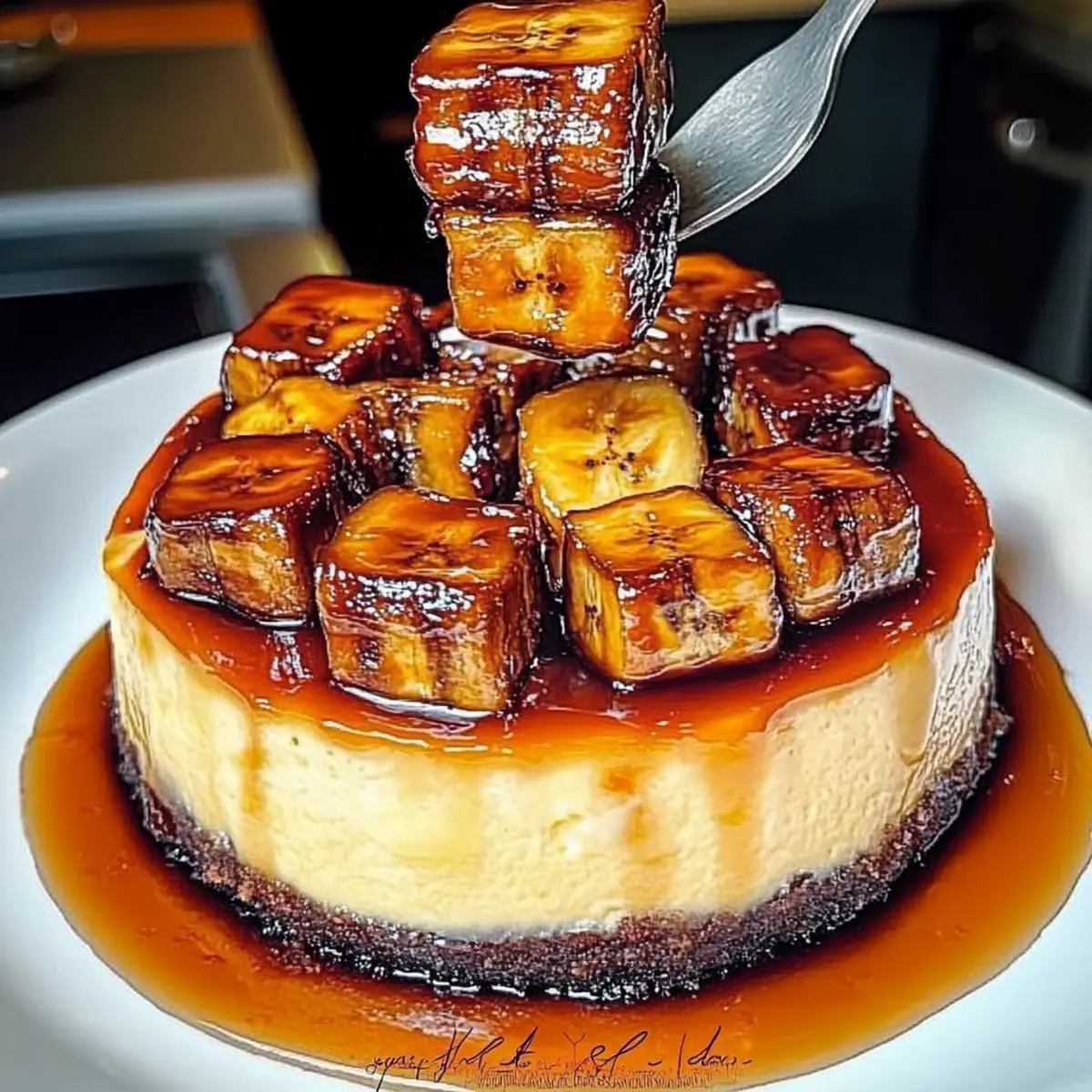 Indulge in Caramelized Banana Cheesecake with Rum Glaze
