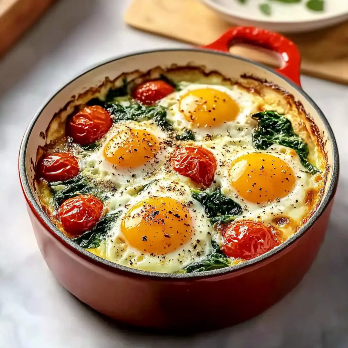 Mediterranean Baked Feta Eggs with Spinach: A Flavorful Delight