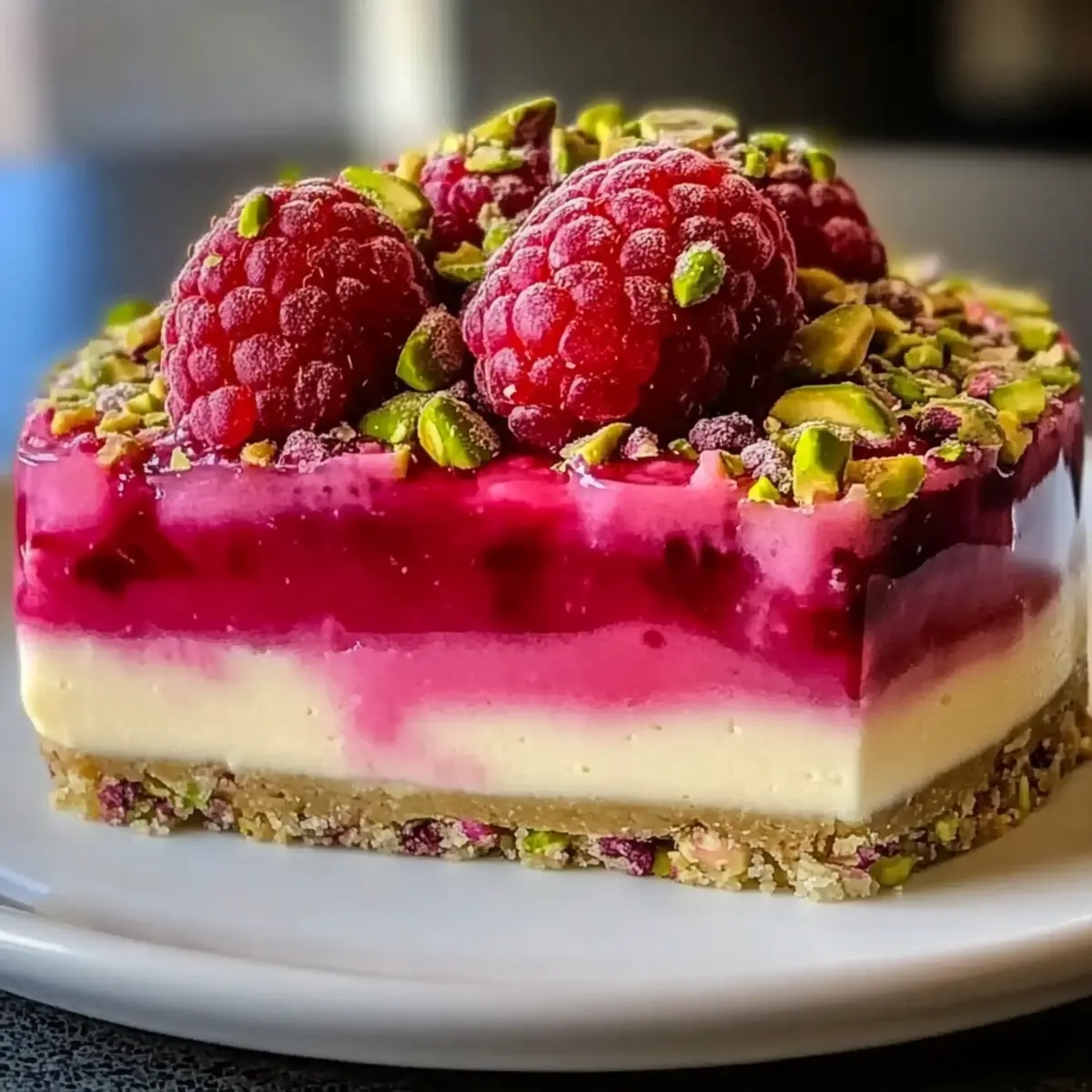 Pistachio Raspberry Crunch Cheesecake: A No-Bake Delight!